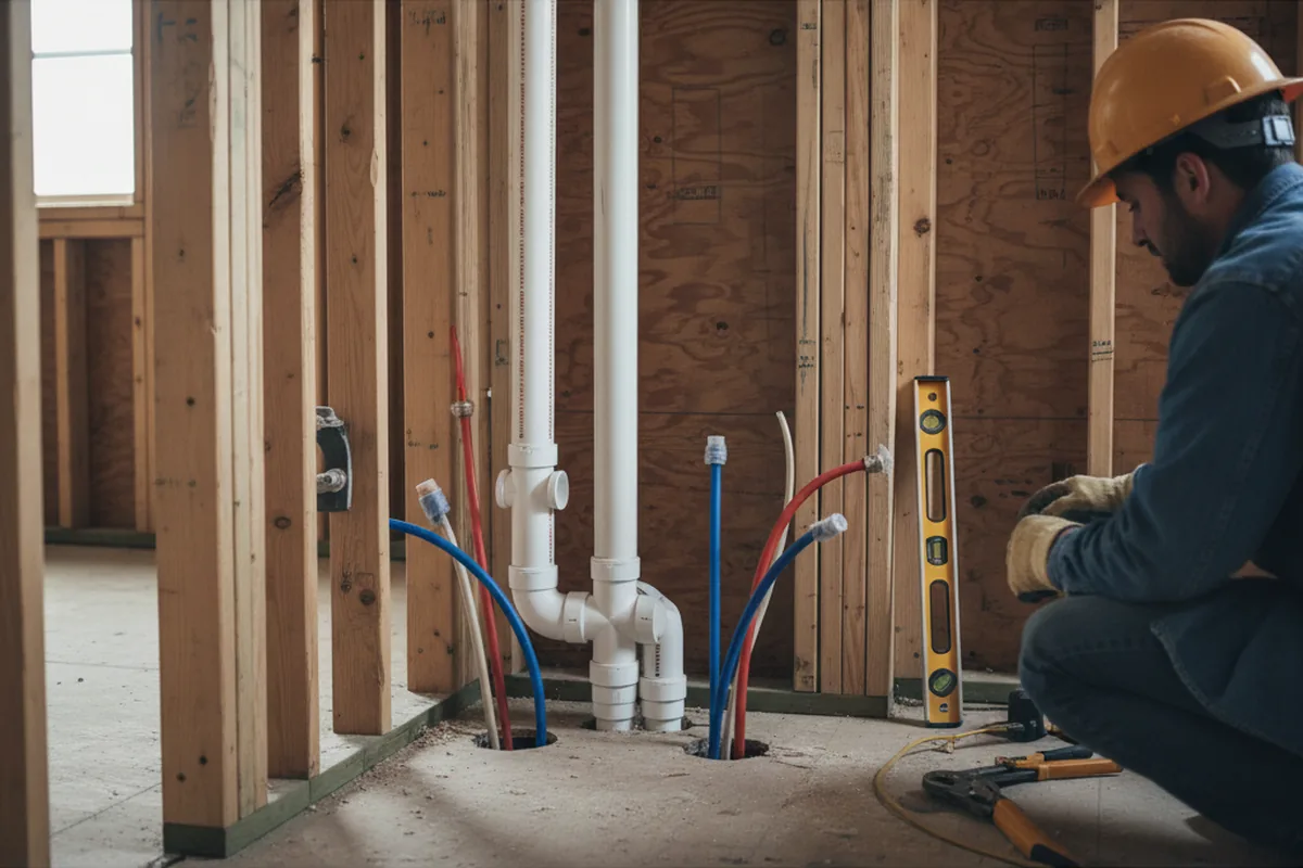 Drain and supply rough-in during Leak Detection in Coupland