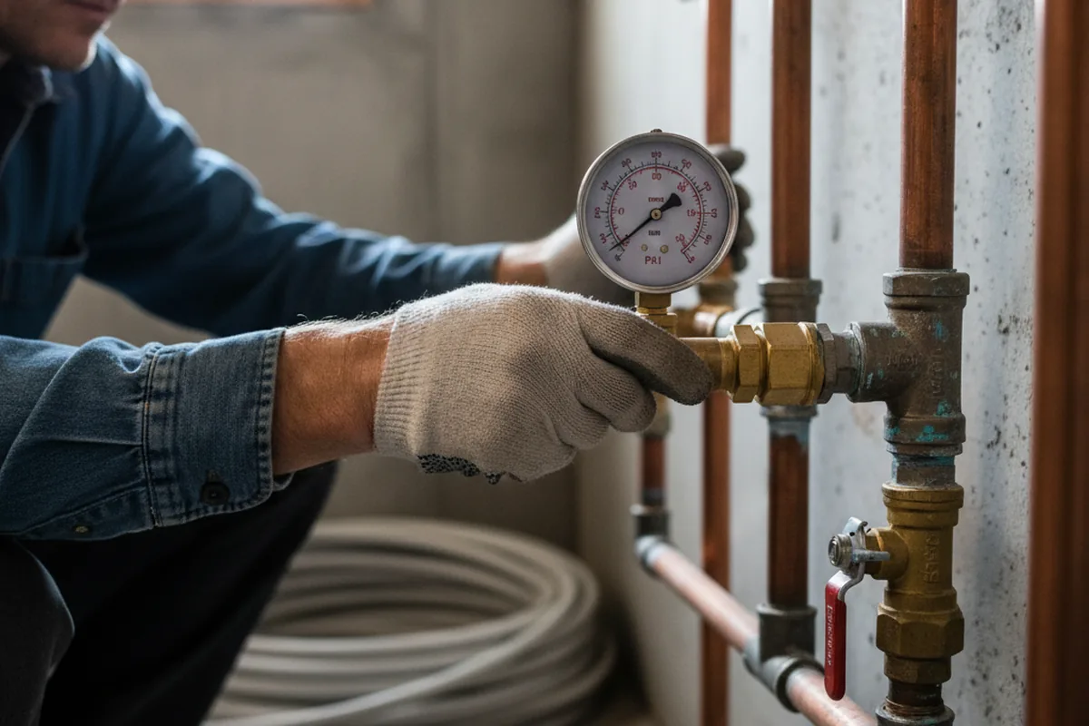 Pressure testing a repaired line during Water Line Repair in Coupland